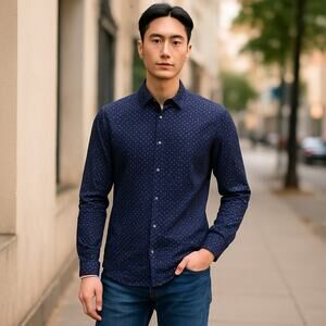 Butter Cloth Button Shirt Men Small Mint Slim Fit Icy Cotton Flip Cuff Casual